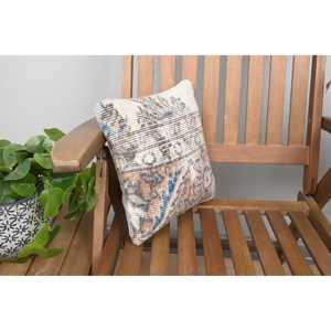 Beige Wool Kantha Patchwork <b>Pillow</b> 12x12 Inches Rustic Floral Embroidered Vintage Print Pattern for Floor Use for <b>Christmas</b> - Product Image 2