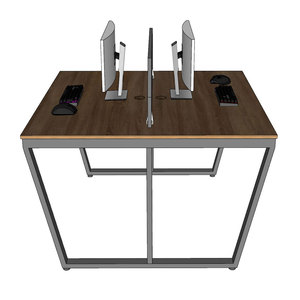 HBTC049 Mesa de Trabajo Contemporánea Minimalista para 2 Personas, 120x120cm, Melamina, Contrachapado, Patas de Ensamblaje para Muebles de Oficina - Product Image 2