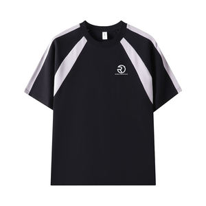 250 gramos 100% algodón bloque de color cuello redondo Patchwork camisetas de gran tamaño - Product Image 5