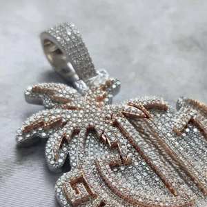 VVS Moissanite Double Layer Initial Pendant 18K Rose <b>Gold</b> Plated 925 Silver Hip Hop Jewelry For Retailers Pass Diamond <b>Tester</b> - Product Image 3