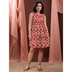 Mujeres Paisley cuello redondo sin mangas minivestido occidental - Product Image 3