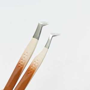 Pince à épiler professionnelle de qualité supérieure en acier inoxydable, double couleur, revêtement en poudre, précision, droite, pour extensions de cils, 90 - Product Image 4