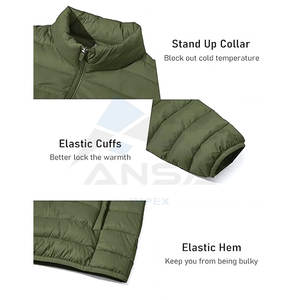 Chaqueta acolchada de invierno para hombre, abrigo ligero transpirable de nailon a prueba de viento con carcasa repelente al agua, puños elásticos con dobladillo de fábrica - Product Image 6