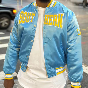 Veste universitaire personnalisée en satin à col montant, nouvelle conception, unisexe pour adultes et jeunes, écologique, vente en gros - Product Image 3