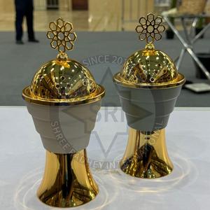 Modern Style Decorative Incense Burner Gold/Black Aroma <b>Diffuser</b> <b>Portable</b> Gingko Leak Top Brass Incense Burner Reasonable Price - Product Image 6