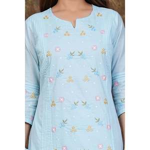 ชุดคุรตะผ้าฝ้ายปักลายลำลอง ผ้าชีฟอง แขนสามส่วน - Product Image 6