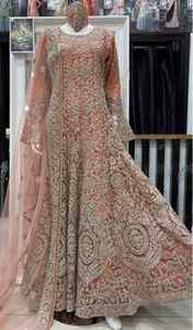 Vestido de novia pesado hasta el suelo Lehenga Choli, cuentas de cristal, Material de acetato de trabajo DABKA, estilo indio pakistaní - Product Image 6