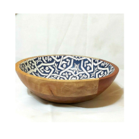 Mangkuk dekoratif Server Salad buah kayu dengan desain elegan dicetak Enamel kualitas tinggi mangkuk kayu mangga harga murah
