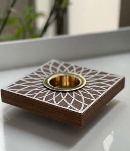 Porte-brûleur d'encens arabe traditionnel Ramadan cadeau bois d'agar forme de plateau carré brûleur d'encens parfumé - Product Image 5
