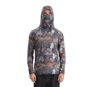 Nouveau design de chemises à capuche de pêche anti-UV en polyester avec poche chemises de pêche légères Upf50 + avec masque - Product Image 2