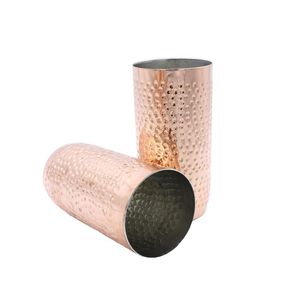 Gobelet en verre en cuivre martelé de style fantaisie indien 500ml verre à eau isolé en acier inoxydable à double paroi - Product Image 3
