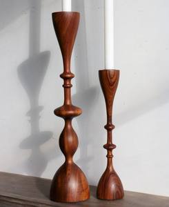 Lot de 3 bougeoirs décoratifs de luxe modernes en bois cassé Lot de 3 dessus de table de qualité supérieure - Product Image 2