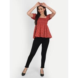 Women's Casual <b>Top</b> Maroon Cotton Stripe Print Slimming Poplin Satin Chiffon Available XL 4XL for Spring Summer Autumn Outwear - Product Image 1