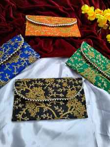 Embroidered Clutch Purse Evening Accessory Nikah Eidi Lifafa Jaggo Night Sangeet Henna Night Lohri Favors Bridesmaids Giveaways - Product Image 3