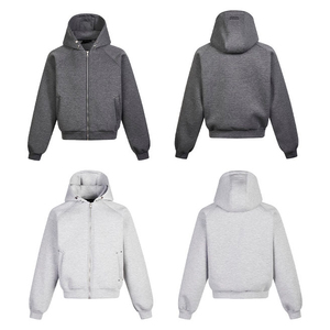 เสื้อฮู้ดมีซิปสำหรับผู้ชายเสื้อมีฮู้ดผ้าคอตตอนผ้าฟลีซสไตล์100% สำหรับฤดูหนาวออกแบบโลโก้ได้ตามต้องการ - Product Image 4