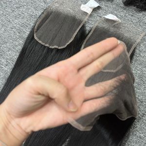 Fermeture cheveux naturels vierges un donneur droite Machine Double trame Non-Remy cheveux vierges de haute qualité 100% cheveux humains toutes les couleurs - Product Image 5