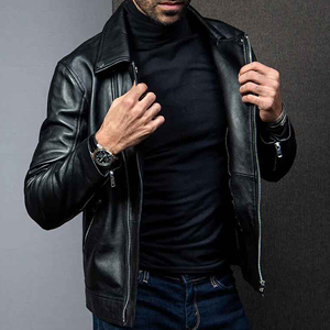 2025 nouvelle conception personnalisée haute qualité vêtements décontractés hommes veste d'hiver Logo personnalisé couleur unie veste en cuir véritable prix de gros - Product Image 6