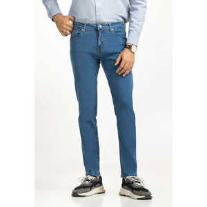 กางเกงยีนส์ทรงสลิมฟิตเอวกลาง ทรงตรงแบบดินสอ สำหรับฤดูหนาว ตกแต่งด้วยกระดุม ย้อมสีสโตนวอช สีเข้ม - Product Image 1