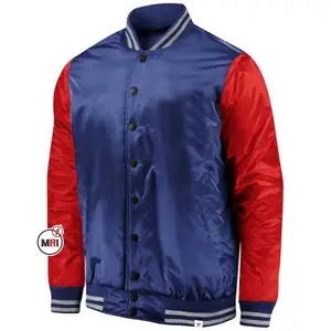 Saten ipek polyester yapılmış tüm renk mevcut erkek bombacı beyzbol ceket kadın saten ceket özelleştirilmiş süblimasyon baskı