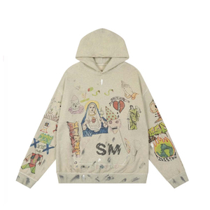 Custom Unisex Pullover Hoodie 400 Gsm Acid <b>Wash</b> 100% Cotton Latest Design Breathable Vintage Style Winter Warmer with OEM Logo - Product Image 2