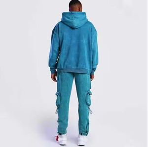 100% coton lavé à l'acide Vintage fermeture éclair vers le haut hommes ensembles personnalisés de haute qualité Design de mode lavage à l'acide survêtements survêtement - Product Image 2