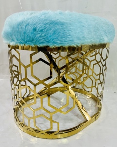 Tabourets de découpe laser ovales dorés avec tissu en fourrure confortables pour les sièges utilisés dans les bureaux à domicile et les restaurants disponibles dans une nouvelle taille - Product Image 6