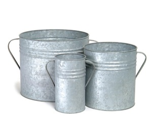 Pot de fleur et jardinières en métal galvanisé gris fait à la main de meilleure qualité décor de jardin de l'Inde pour la plantation - Product Image 3
