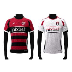 Ensemble de vêtements de football pour hommes à col en V, impression numérique personnalisée de haute qualité, maillots de football respirants 100% polyester - Product Image 2