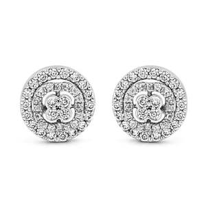 Pendientes Zarkan Dos en Uno, Elegantes, Chapados en Oro de 18K y Oro Rosa, con Diamantes, Diseño de Flor, para Compromiso - Product Image 1