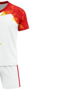 Custom Soccer Jersey And <b>Shorts</b> Set White <b>Red</b> Yellow Sublimation Printed Polyester Sports Uniform For <b>Men</b> Training Wear Team Pro - Product Image 3