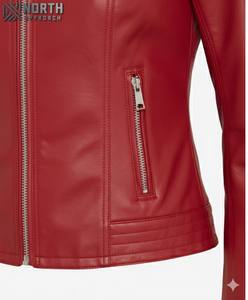 แจ็กเก็ตหนังแกะแท้ซิปเต็มสำหรับผู้หญิงแจ็คเก็ตหนังแกะแท้สำหรับผู้หญิงแจ็คเก็ตหนังสั่งทำ - Product Image 4