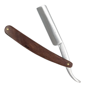 Maquinilla de afeitar profesional de acero inoxidable, maquinilla de afeitar de seguridad, mango de madera, mango de garganta cortado, maquinilla de afeitar plegable, hoja japonesa - Product Image 5