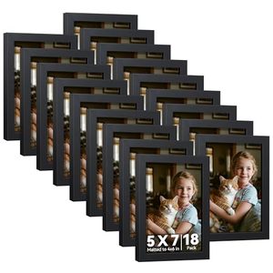 indian photo <b>frame</b> e 5x7 <b>Black</b> Photo <b>Frames</b> Set with 4x6 Matting UV Printing Engineered Wood Wall Hanging & Tabletop Display - Product Image 1