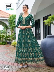 Elegante vestido Anarkali con bordado de Cuello clásico perfecto para eventos formales y fiestas disponible del proveedor indio - Product Image 3