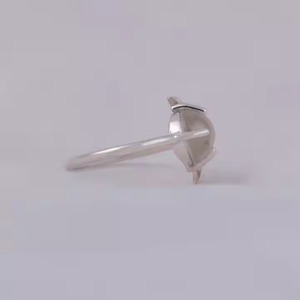 Cabochon <b>Silver</b> Band With Moon Design <b>Stacking</b> Band for Engagement <b>Rings</b> Used With Lab Grown Diamonds for Wedding Gift - Product Image 2