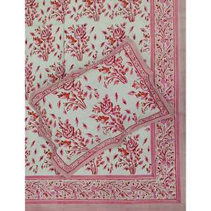 <b>Hand</b> Block Printed 100% Cotton Double Bedsheet Pillow Covers Eco-Friendly Classic Floral King Size Sheets 3-Piece <b>Set</b> for Home - Product Image 1