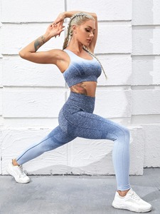 Conjuntos de mallas deportivas de alta calidad para mujer, gimnasio, entrenamiento, Fitness, sujetador sin mangas, ropa de Yoga, Top corto, conjuntos de Yoga - Product Image 5