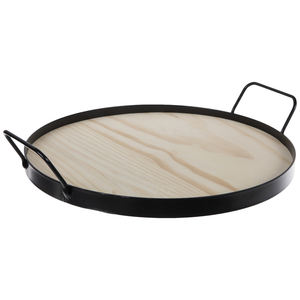 Plateau en bois naturel et métal plateau de nourriture en bois avec poignée en métal noir pour taille personnalisée prix bon marché avec vente bas prix - Product Image 4
