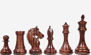 Pièces d'échecs américaines à triple pondération avec reine supplémentaire, en bois de rose et en buis, fabriquées à la main, roi de 4,2 pouces à prix avantageux - Product Image 5