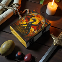 Carnet en cuir imprimé dragon fait main, livre de sorts fantaisie, livre de sorts Wiccan païen, carnet à couverture rigide, Halloween, Remise de diplôme