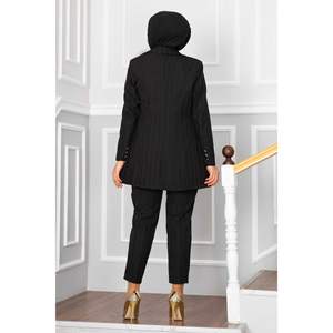 Costume rayé 2 pièces à col poche-2 - Product Image 3