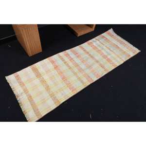 Modern 2.2x6.3ft Yellow <b>Brown</b> <b>Wool</b> Rug Turkish Patchwork Design for Entryway Hallway Living Room Bedside-Latex Backed - Product Image 2