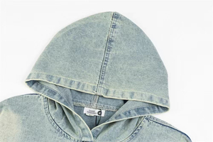 Sudaderas con capucha de algodón coreanas de lavado ácido de peso pesado con cuello levantado estampado personalizado para mujer - Product Image 3