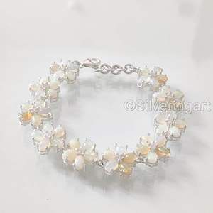 Women's <b>Bracelet</b> Natural Opal Gemstone October Birthstone wedding Christmas Gift Handmade Jewelry 925 Sterling <b>Silver</b> <b>Bracelet</b> - Product Image 4