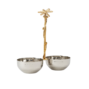 Aluminium Nut Serving Bowls With Leaf Design Stand Silver and Gold Color <b>Sweets</b> Serving Bowl for Home Hotel Use - Product Image 5