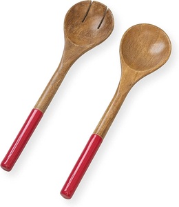 Juego de utensilios de madera de acacia de mango largo de estilo americano, Juego de 2 piezas para servir ensaladas, cubertería, cuchara y tenedor, servidor de ensaladas - Product Image 6
