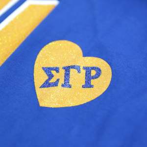 Sigma Gamma Rho SGRho 1922 Camiseta de manga larga Azul real 100 Algodón Brillo Letras griegas Impreso Sorority Apparel Greek Life Shirt - Product Image 6