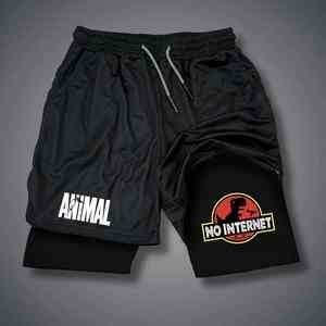 Pantalones cortos de verano de doble capa para hombre, pantalones deportivos de cintura media de secado rápido, pantalones cortos de playa transpirables con estampado de letras - Product Image 4