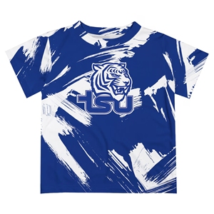 Tennessee State University for Tigers Camiseta informal con estampado abstracto HBCU Apparel Front Logo Custom All Sublimation - Product Image 1