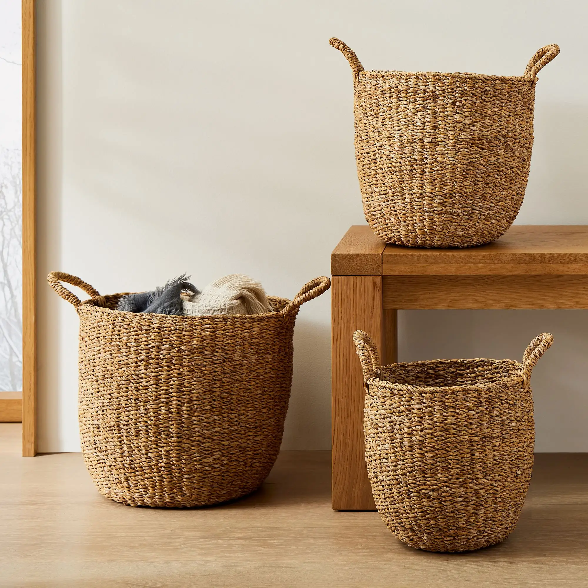 Wholesale Best Selling 2023 Premium Boho Storage Solution - Cece Woven Nesting Baskets, Set of 3, Stylish Organization Accent